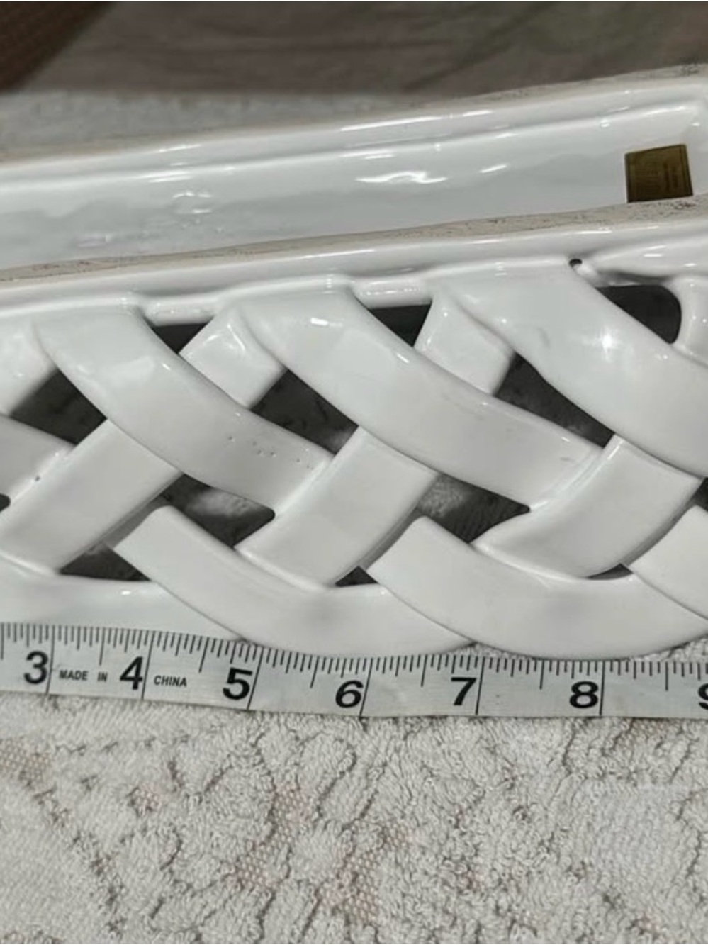 Primo'Gi Italy White Woven Ceramic Bread Basket - Handmade Lattice vintage - Picture 8 of 10